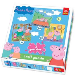 Trefl, Świnka Peppa, puzzle dziecięce 3w1, 20-36-50 elementów&nbsp;-&nbsp;Trefl