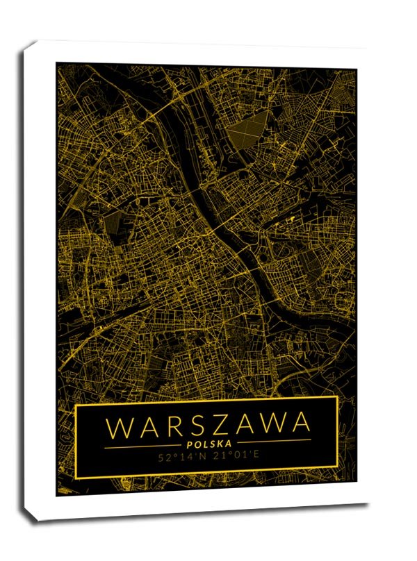 Warszawa mapa złota obraz na płótnie 40x50 cm Galeria Plakatu