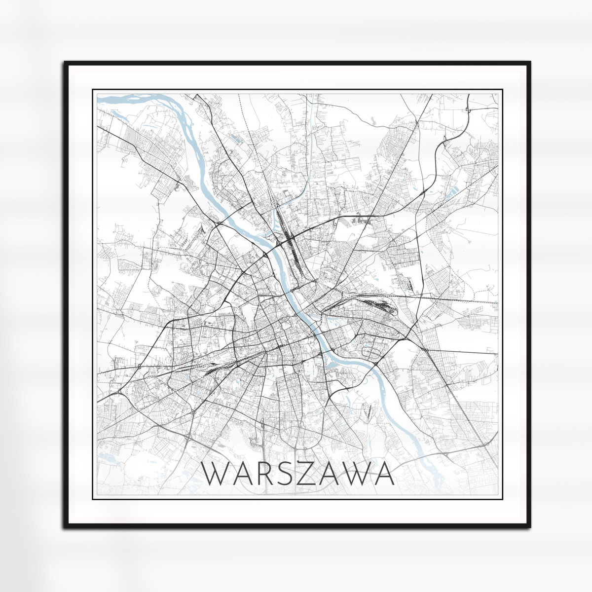 Warszawa Plakat Kwadrat Mapa Czarno Bia A Plan X Cm Dodoprint