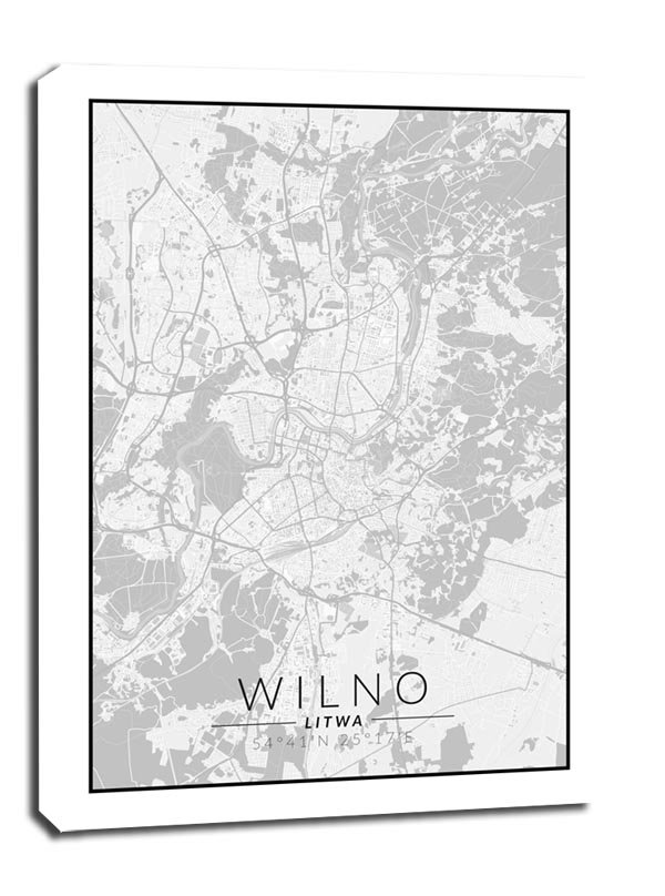 Wilno mapa czarno biała obraz na płótnie 40x50 cm Galeria Plakatu