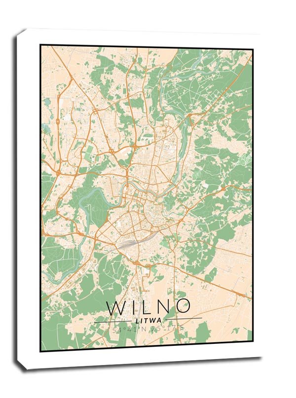 Wilno mapa kolorowa obraz na płótnie 20x30 cm Galeria Plakatu