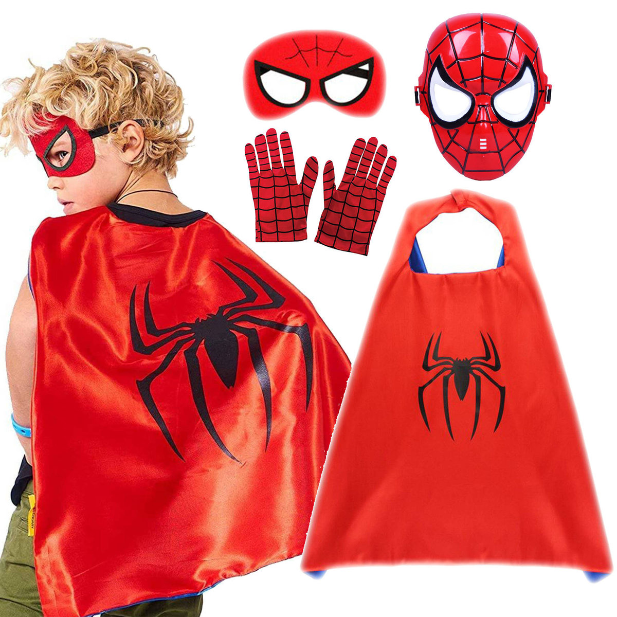 WKS SPIDERMAN Kostium Dla Dzieci 4w1 Peleryna Z Maską WKS