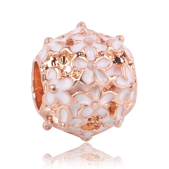 Zawieszka Charms Do PANDORA Koralik Kwiaty Golden Rose Sfera Damska