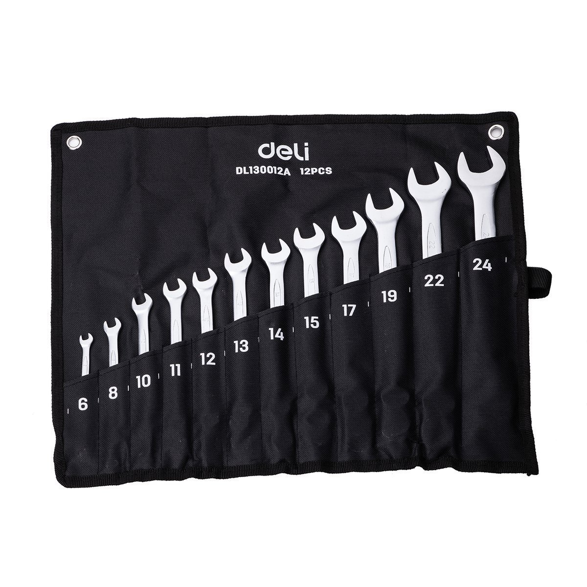 Zestaw kluczy płasko oczkowych Deli Tools EDL130012A 12 sztuk Deli