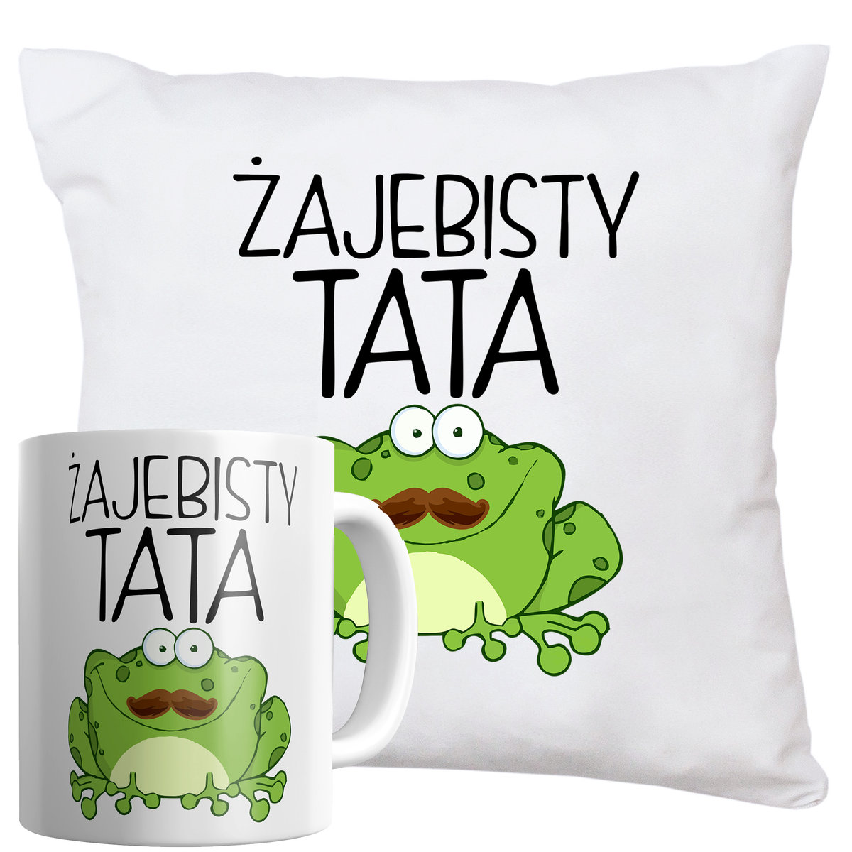 Zestaw Kubek Ceramiczny Poduszka Ajebisty Tata Dzie Ojca Wondergift