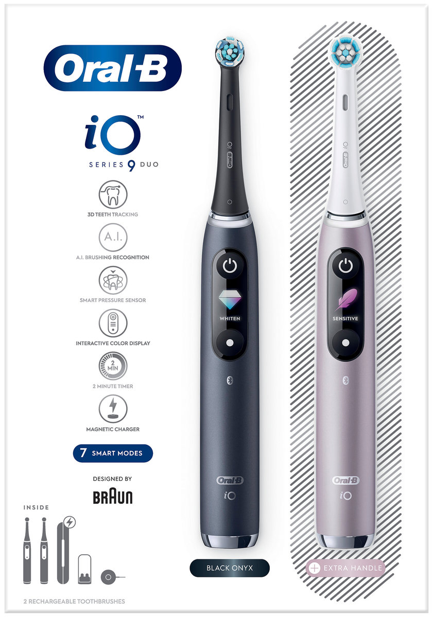 Zestaw Szczoteczka Magnetyczna Oral B Io Duo Blackonyx Rose Quartz