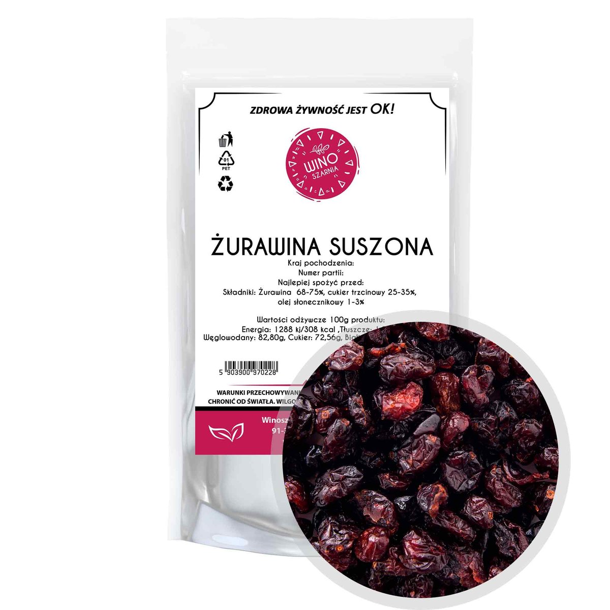 Żurawina suszona cięta 1kg Winoszarnia Sklep EMPIK