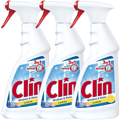 Clin 3In1 Lemon Cytrynowy Płyn Do Mycia Szyb Okien 3 X 500Ml Pl Clin