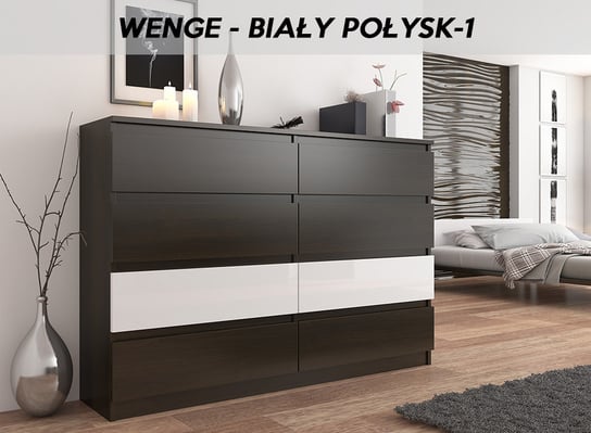 KOMODA 140CM SZAFKA 8 SZUFLAD Wenge WYSOKI POŁYSK Mobene Sklep