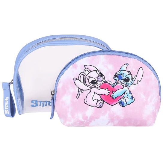 DISNEY Kosmetyczka na zamek 2x Różowo niebieska Andzia i Stitch