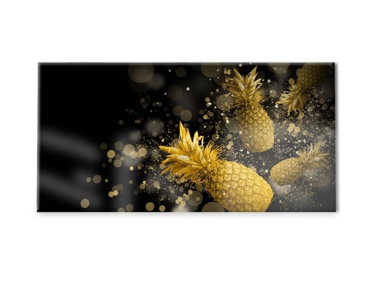 Panel Kuchenny Homeprint Z Oty Ananas Na Czarnym Tle X Cm