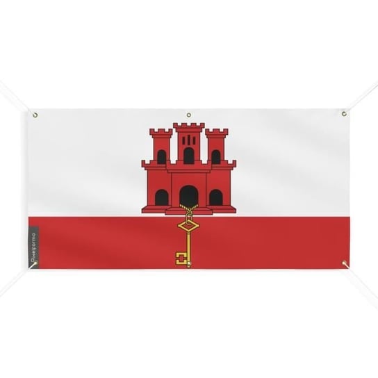 Baner z flagą Gibraltaru 6 oczek 120x240 cm wykonany z poliestru