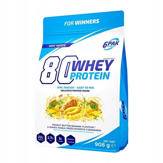 Białko 6Pak 80 Whey Protein 908G Masło Orzechowe Banan KFD Sport