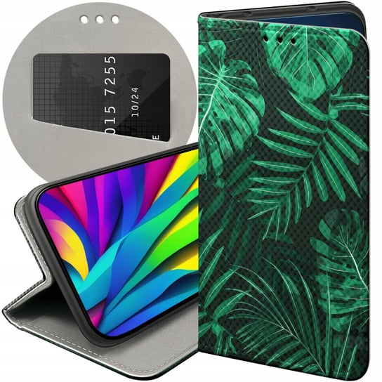 ETUI Z KLAPKĄ DO HONOR 90 5G WZORY LIŚCIE LIŚCIASTE NATURA FUTERAŁ CASE