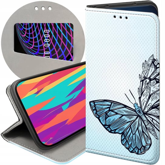 ETUI Z KLAPKĄ DO SAMSUNG GALAXY S21 WZORY MOTYLE BUTTERFLY BARWNE