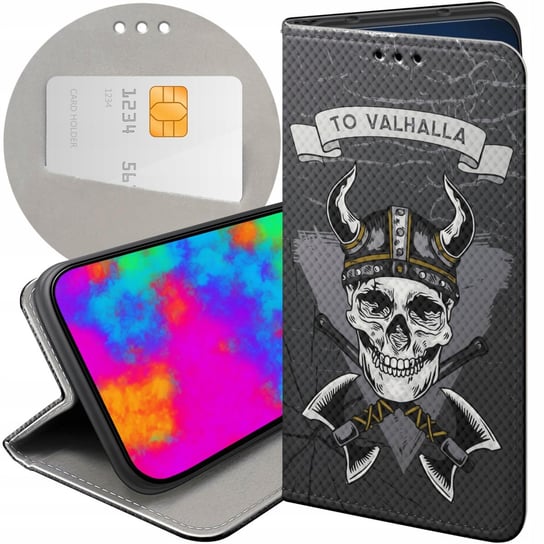 ETUI Z KLAPKĄ DO XIAOMI REDMI 10A WZORY WIKINGOWIE VIKING RUNY ODYN