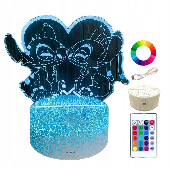 Lampka Nocna Biurkowa Dla Dzieci Lilo I Stich STITCH 16 LED 3D Pilot