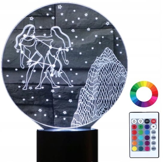 Lampka Nocna LED 3D Bliźnięta Znak Zodiaku Plexido Sklep EMPIK