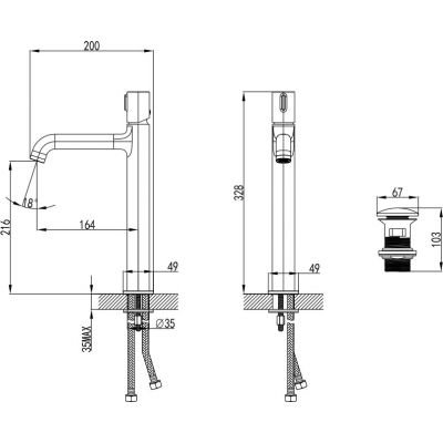 Meandro Bateria Umywalkowa Stoj Ca Wysoka Chrom Fdesign Fd Mdr L