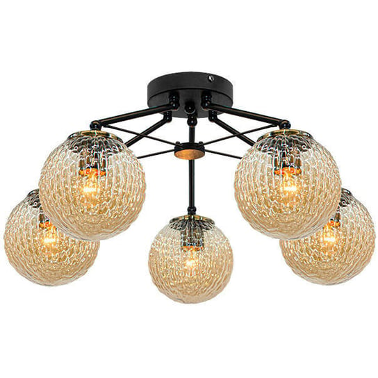 Modernistyczna Lampa Sufitowa Elm Black Mdeco Szklana Oprawa