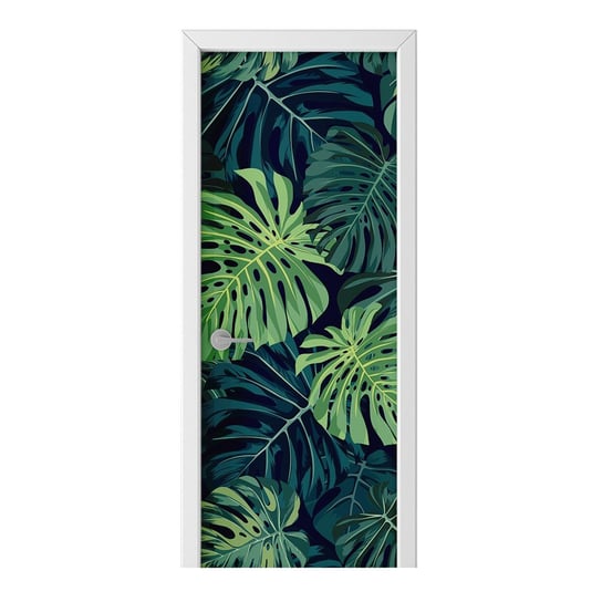 Naklejka na drzwi HOMEPRINT Zielone liście monstera 95x205 cm