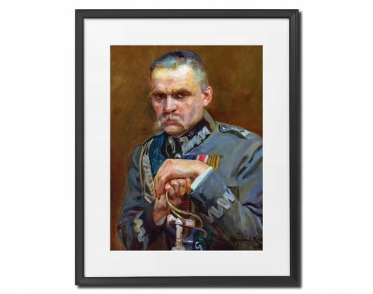 Obraz PORTRET MARSZAŁEK JÓZEF PIŁSUDSKI Wojciech Kossak czarna rama