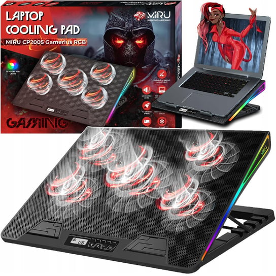 Podstawka Podkładka Chłodząca Pod Laptopa 12 17 Regulowana Rgb LED Z