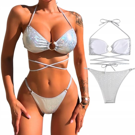 Strój Kąpielowy Dwuczęściowy Kostium Plażowy Elegancki Bikini roz L 40