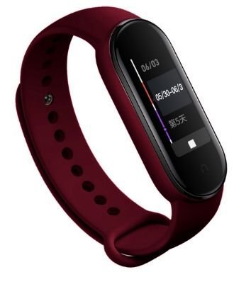 Zamienna Silikonowa Opaska Pasek Do Xiaomi Mi Band 5 6 7 Bordowy