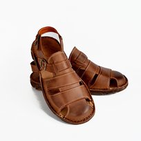 042 Skórzane polskie sandały męskie skóra MAXIMUS brązowe 43