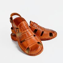 042 Skórzane polskie sandały męskie skóra MAXIMUS jasny brąz 43