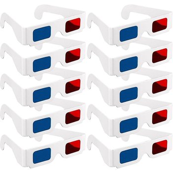 10 par okularów 3D w pudełku kartonowym - Uniwersalne okulary 3D Anaglyph w pudełku kartonowym - Czerwone, niebieskie, cyjanowe lub foliowe - other