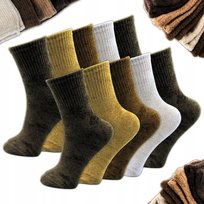 10 PAR SKARPETKI ZIMOWE GRUBE CIEPŁE DAMSKIE 35-38 DŁUGIE KOLOROWE ZESTAW