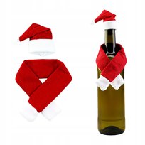 10 szt. CZAPKA + SZALIK ozdoba świąteczna bożonarodzeniowa na Butelkę, Dekoracja na święta