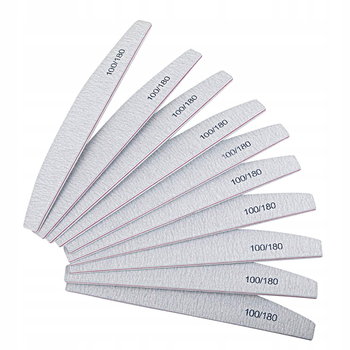10 X Pilnik Do Paznokci Średnioziarnisty Łódka Półksiężyc 100/180 Zestaw - Puderek