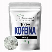 100% KOFEINA CZYSTA W PROSZKU BEZ DODATKÓW BEZWODNA 1Kg POBUDZA + MIARKA Forest Vitamin