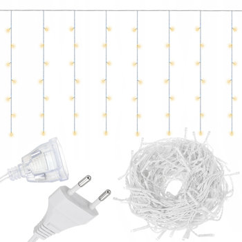 100 LED LAMPKI KURTYNA ŚWIETLNA 0,6X4M CIEPŁY BIAŁY - decortrend