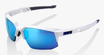 100% Okulary, Speedcoupe Matte White - HiPER Blue Multilayer Mirror Lens (Szkła Niebieskie Lustrzane Wielowarstwowe, przepuszczalność światła 12% + Szkła Przeźroczyste, przepuszczalność światła 93%) - 100%