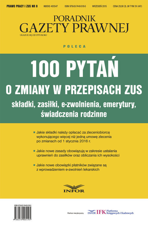 100 Pytań O Zmiany W Przepisach ZUS - Opracowanie Zbiorowe | Książka W ...