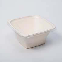 100 szt Miseczka kwadratowa z trzciny cukrowej 1200 ml z plaskim wieczkiem