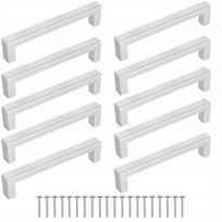 10szt Uchwyt meblowy Kwadrat 128mm srebrny +wkręty