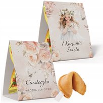 10X Ciasteczka Szczęścia Na Komunię - 10X - Różowe Kwiaty