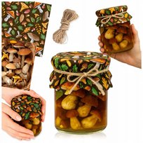 10x KAPTURKI NA SŁOIKI GRZYBY PRZETWORY SERWETKI NAKŁADKI BUTELKI + SZNUREK