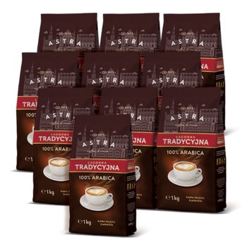 10x Kawa Astra Tradycyjna ziarnista 1kg - ASTRA COFFEE & MORE
