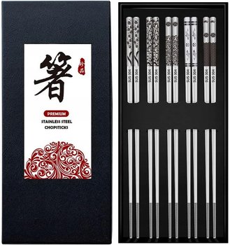 10x PAŁECZKI DO SUSHI SREBNY ZESTAW JAPOŃSKICH PAŁECZEK METAL - inna (Inny)