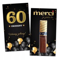 10x PODZIĘKOWANIA DLA GOŚCI merci NA 60 URODZINY 10 sztuk - Złote balony