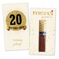 10x PODZIĘKOWANIA NA 20 URODZINY DLA GOŚCI merci lat - premium - KREMOWY
