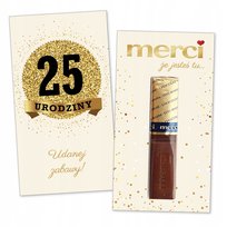 10x PODZIĘKOWANIA NA 25 URODZINY DLA GOŚCI merci lat - premium - KREMOWY