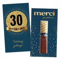 10x PODZIĘKOWANIA NA 30 URODZINY DLA GOŚCI merci lat - premium - GRANATOWY