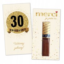 10x PODZIĘKOWANIA NA 30 URODZINY DLA GOŚCI merci lat - premium - KREMOWY